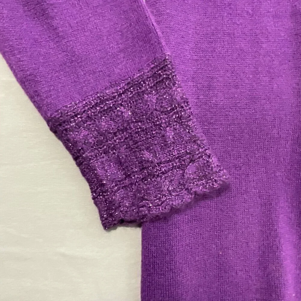 NWT White Stag Y2K Purple Cowl Neck Long Sweater‎ Women S 4/6 Metallic Knit Trim